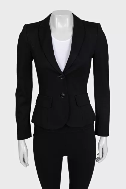 Black fitted button-down jacket