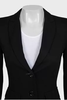 Black fitted button-down jacket