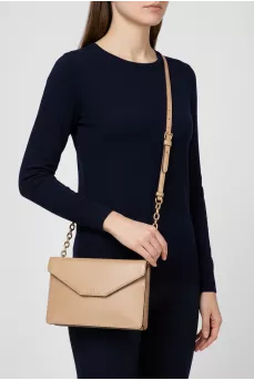 Leather crossbody with logo