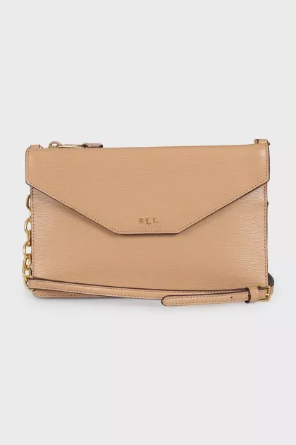 Leather crossbody with logo