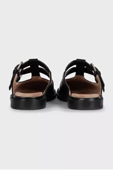 Black leather mules with buckles