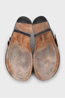 Black leather mules with buckles