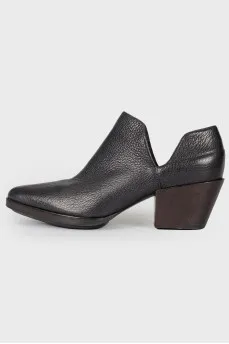 Leather booties with cutouts on the sides