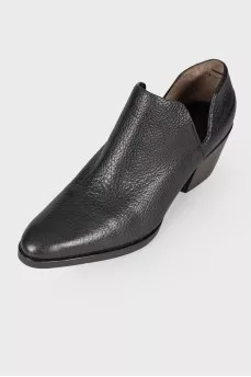 Leather booties with cutouts on the sides