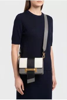 Leather combination bag with gold hardware