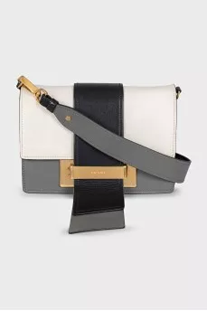 Leather combination bag with gold hardware