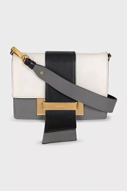 Leather combination bag with gold hardware