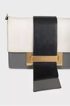 Leather combination bag with gold hardware