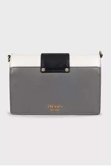 Leather combination bag with gold hardware
