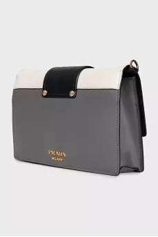 Leather combination bag with gold hardware