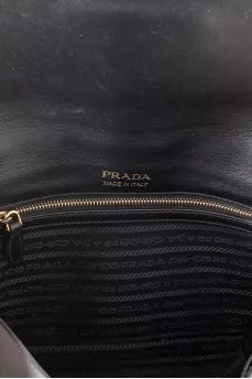 Leather combination bag with gold hardware