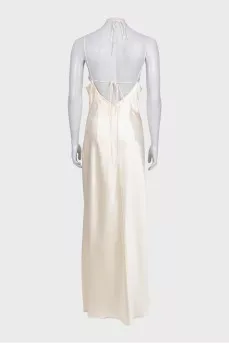 Beige satin dress with ties