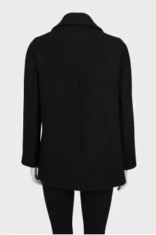 Black coat with a silver zipper