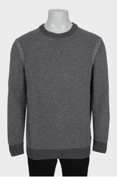 Men's gray pinstriped sweater
