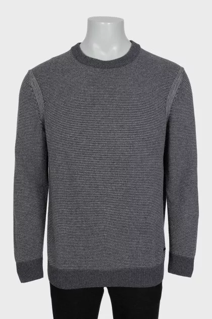Men's gray pinstriped sweater