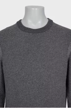 Men's gray pinstriped sweater