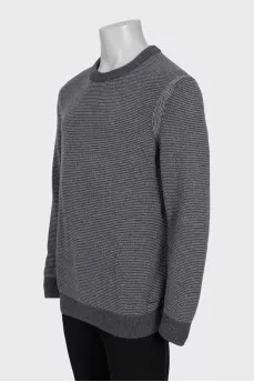 Men's gray pinstriped sweater
