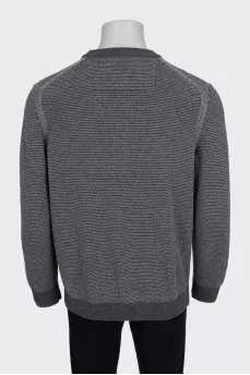 Men's gray pinstriped sweater