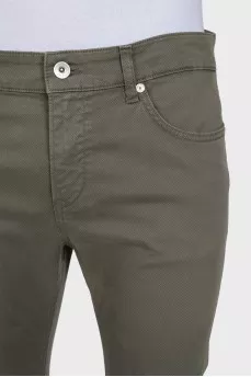 Men's green trousers with a small print