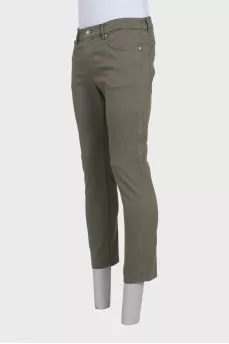 Men's green trousers with a small print