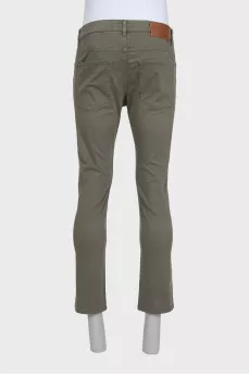 Men's green trousers with a small print
