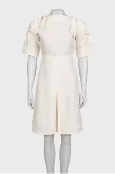 White dress with tie sleeves