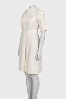 White dress with tie sleeves