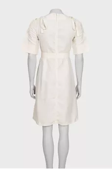 White dress with tie sleeves