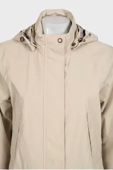 Beige parka with a hood