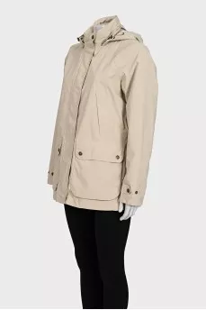 Beige parka with a hood