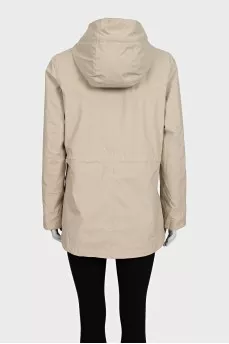 Beige parka with a hood