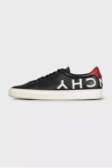 Men's leather sneakers with red heels