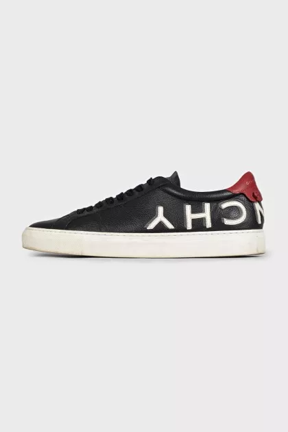 Men's leather sneakers with red heels