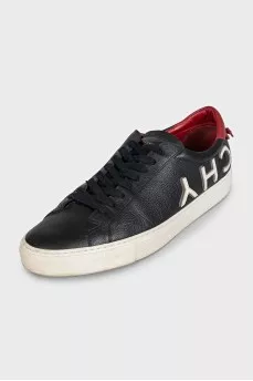 Men's leather sneakers with red heels