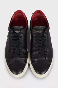 Men's leather sneakers with red heels