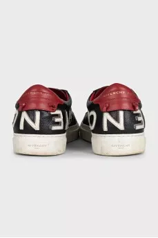 Men's leather sneakers with red heels