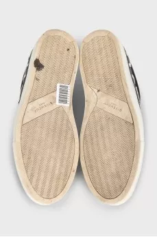 Men's leather sneakers with red heels
