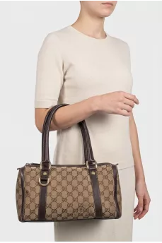 Brown tote with signature print
