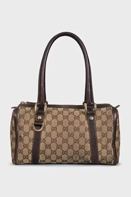 Brown tote with signature print