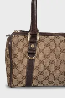 Brown tote with signature print