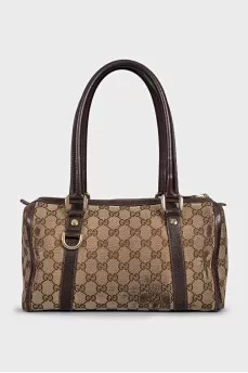 Brown tote with signature print