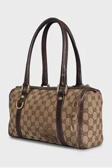 Brown tote with signature print