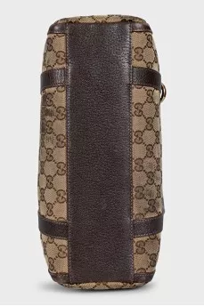 Brown tote with signature print