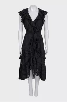 Black wrap dress with ruffles