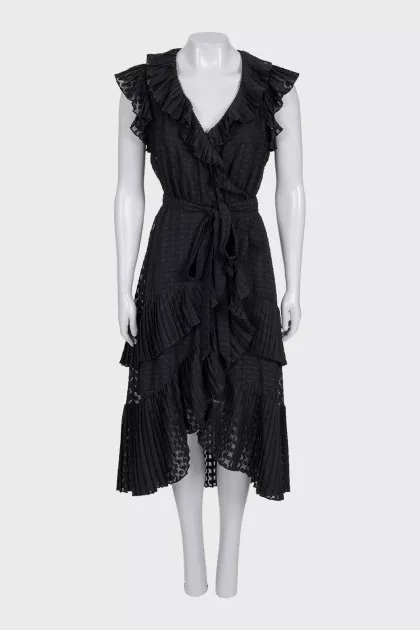 Black wrap dress with ruffles