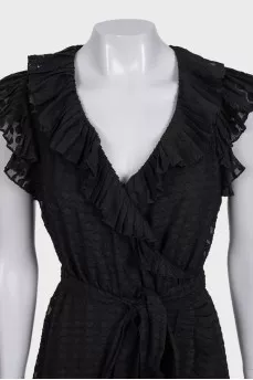 Black wrap dress with ruffles