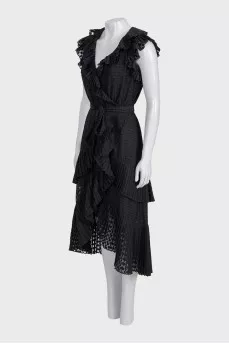 Black wrap dress with ruffles