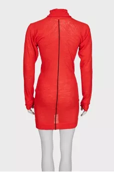 Red wool dress with tag
