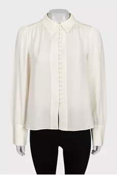 Beige silk blouse with buttons