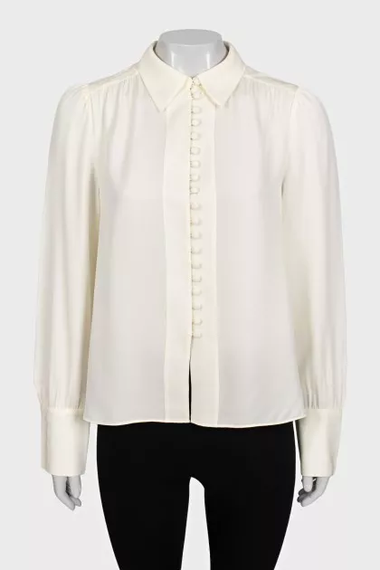 Beige silk blouse with buttons